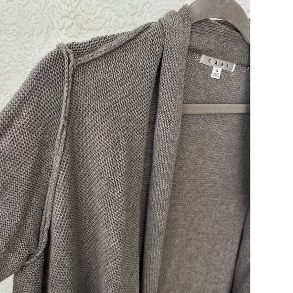 Cabi Cotton Knitted Cardigan Boho Country Style Gray Small Fringe - Picture 4 of 8